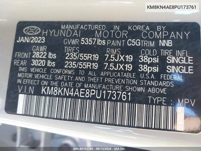 KM8KN4AE8PU173761 2023 Hyundai Ioniq 5 Sel