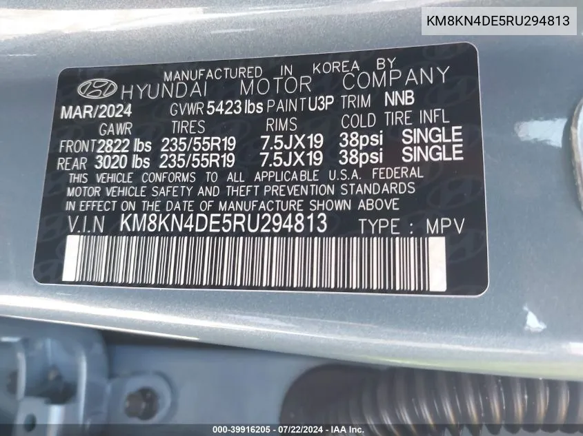 KM8KN4DE5RU294813 2024 Hyundai Ioniq 5 Sel