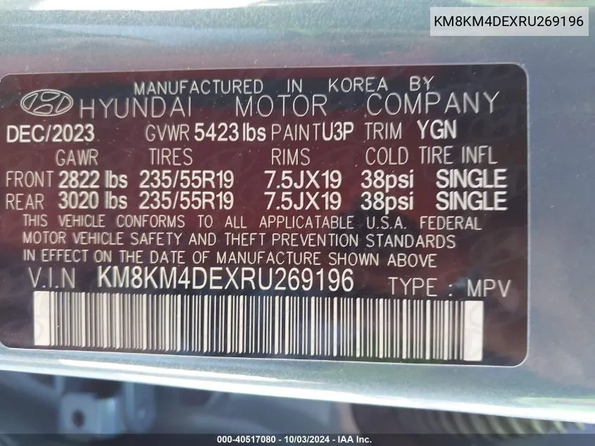 KM8KM4DEXRU269196 2024 Hyundai Ioniq 5 Se