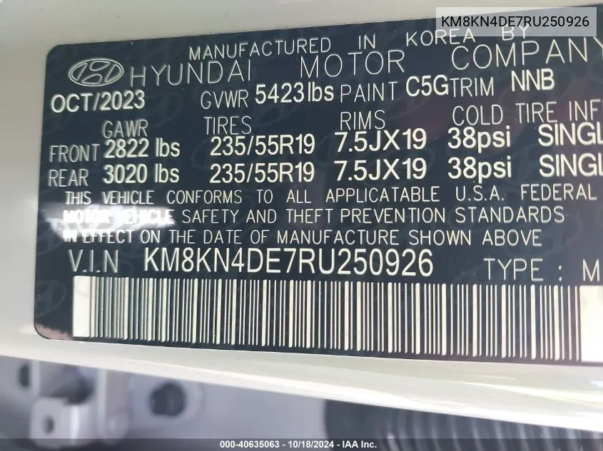 KM8KN4DE7RU250926 2024 Hyundai Ioniq 5 Sel