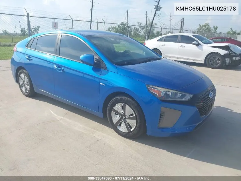 KMHC65LC1HU025178 2017 Hyundai Ioniq Hybrid Blue