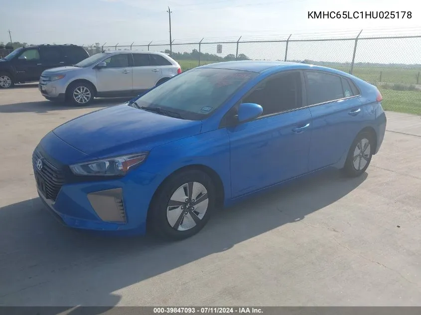 KMHC65LC1HU025178 2017 Hyundai Ioniq Hybrid Blue