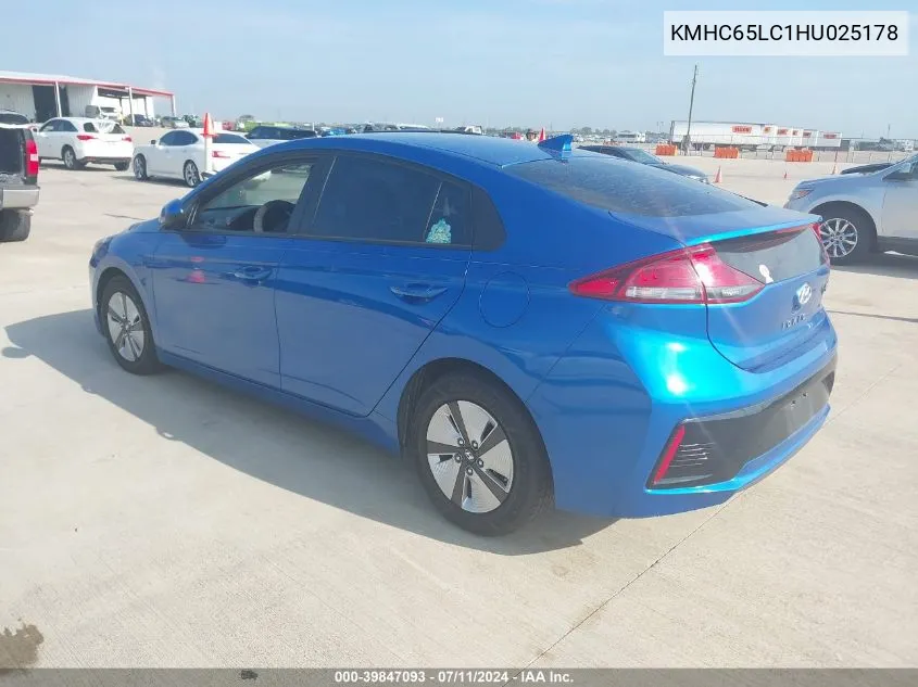 2017 Hyundai Ioniq Hybrid Blue VIN: KMHC65LC1HU025178 Lot: 39847093