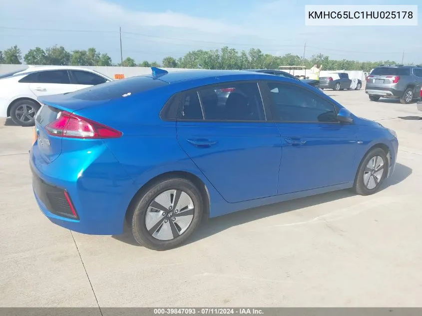 2017 Hyundai Ioniq Hybrid Blue VIN: KMHC65LC1HU025178 Lot: 39847093