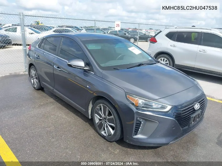 2017 Hyundai Ioniq Hybrid Limited VIN: KMHC85LC2HU047538 Lot: 39909081