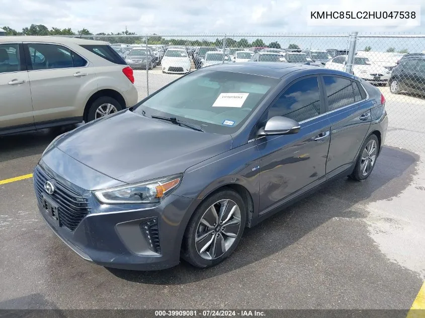 2017 Hyundai Ioniq Hybrid Limited VIN: KMHC85LC2HU047538 Lot: 39909081