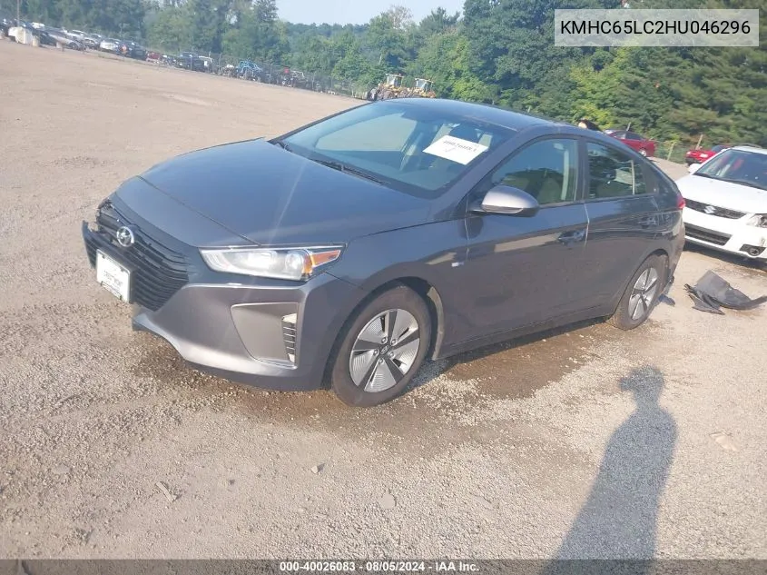 KMHC65LC2HU046296 2017 Hyundai Ioniq Hybrid Blue