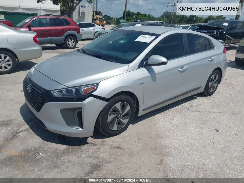 2017 Hyundai Ioniq Hybrid Sel VIN: KMHC75LC4HU040965 Lot: 40147987