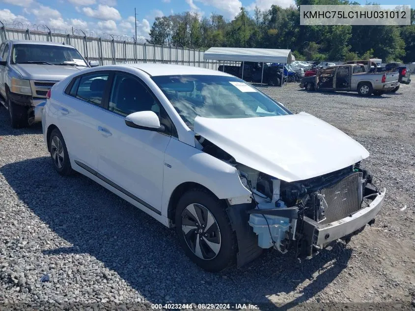 KMHC75LC1HU031012 2017 Hyundai Ioniq Hybrid Sel