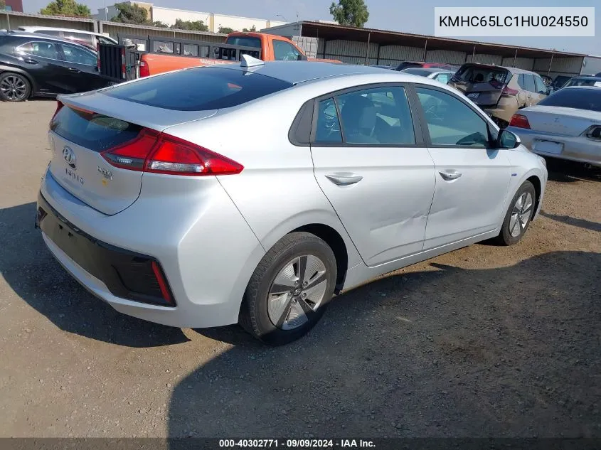 KMHC65LC1HU024550 2017 Hyundai Ioniq Hybrid Blue