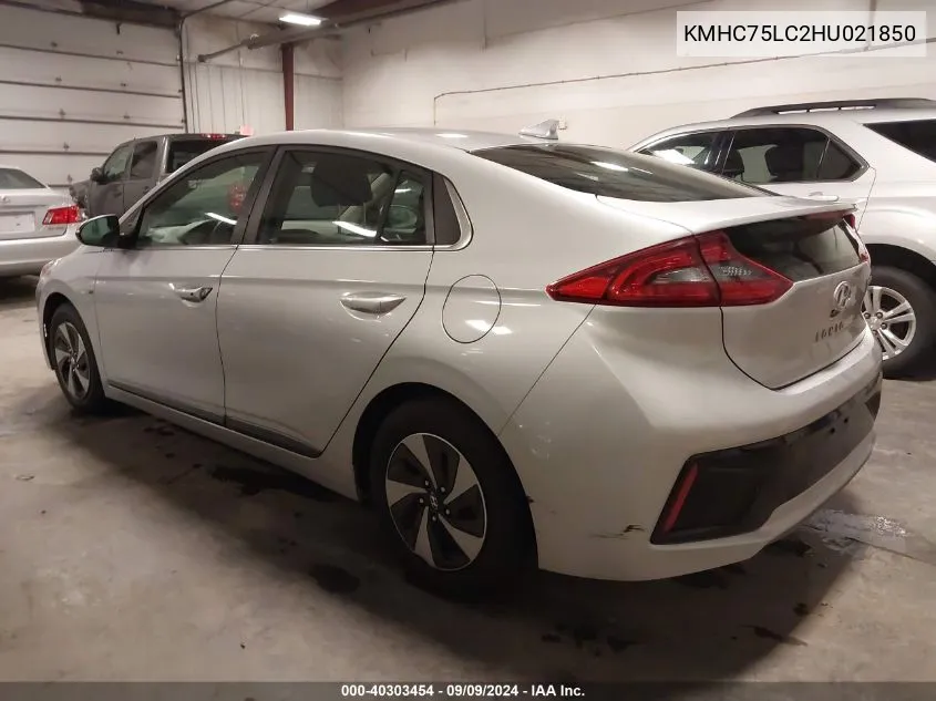 KMHC75LC2HU021850 2017 Hyundai Ioniq Hybrid Sel