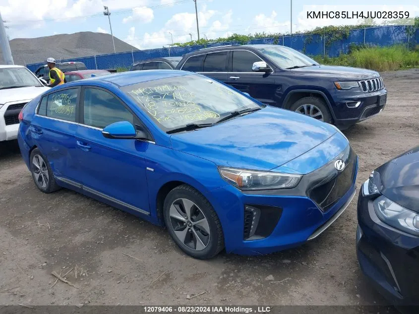 2018 Hyundai Ioniq Limited VIN: KMHC85LH4JU028359 Lot: 12079406