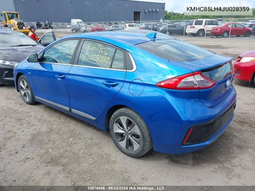 2018 Hyundai Ioniq Limited VIN: KMHC85LH4JU028359 Lot: 12079406