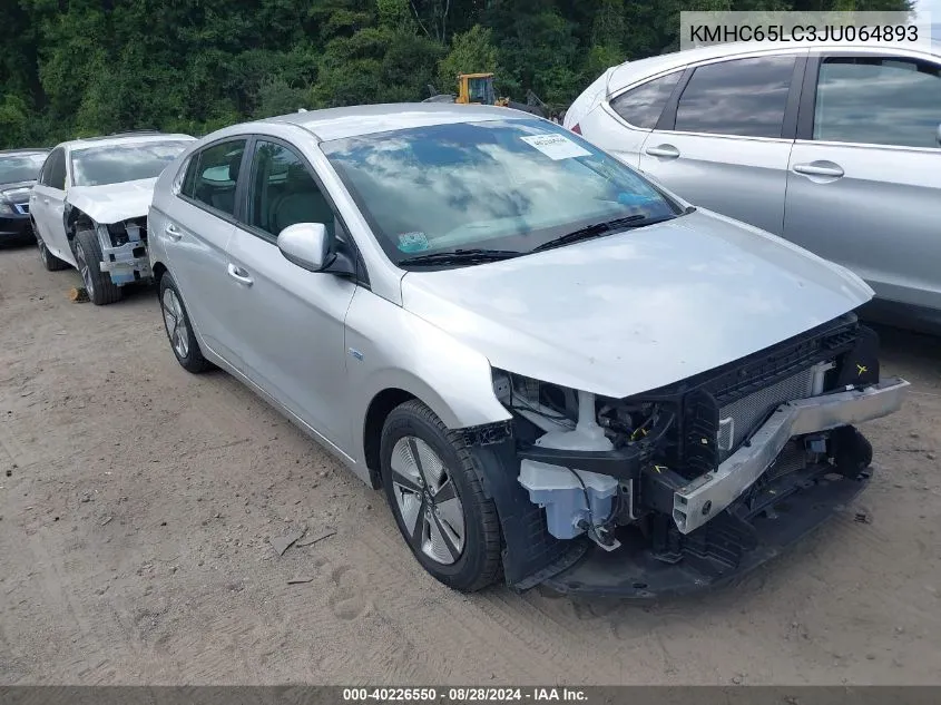 KMHC65LC3JU064893 2018 Hyundai Ioniq Hybrid Blue