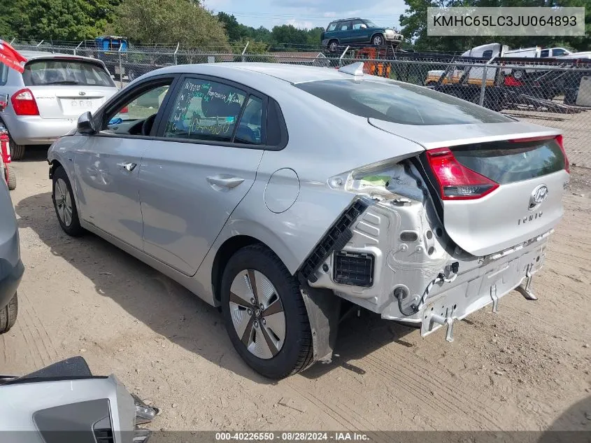 2018 Hyundai Ioniq Hybrid Blue VIN: KMHC65LC3JU064893 Lot: 40226550