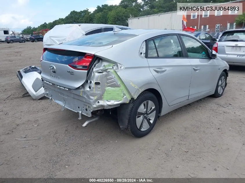 KMHC65LC3JU064893 2018 Hyundai Ioniq Hybrid Blue