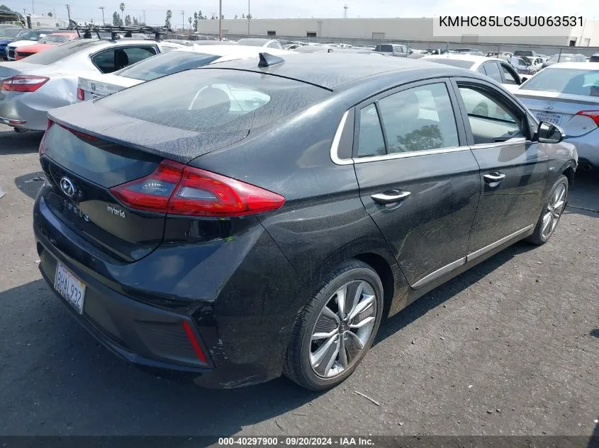 2018 Hyundai Ioniq Hybrid Limited VIN: KMHC85LC5JU063531 Lot: 40297900