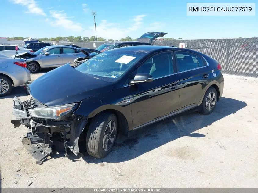 2018 Hyundai Ioniq Hybrid Sel VIN: KMHC75LC4JU077519 Lot: 40574273