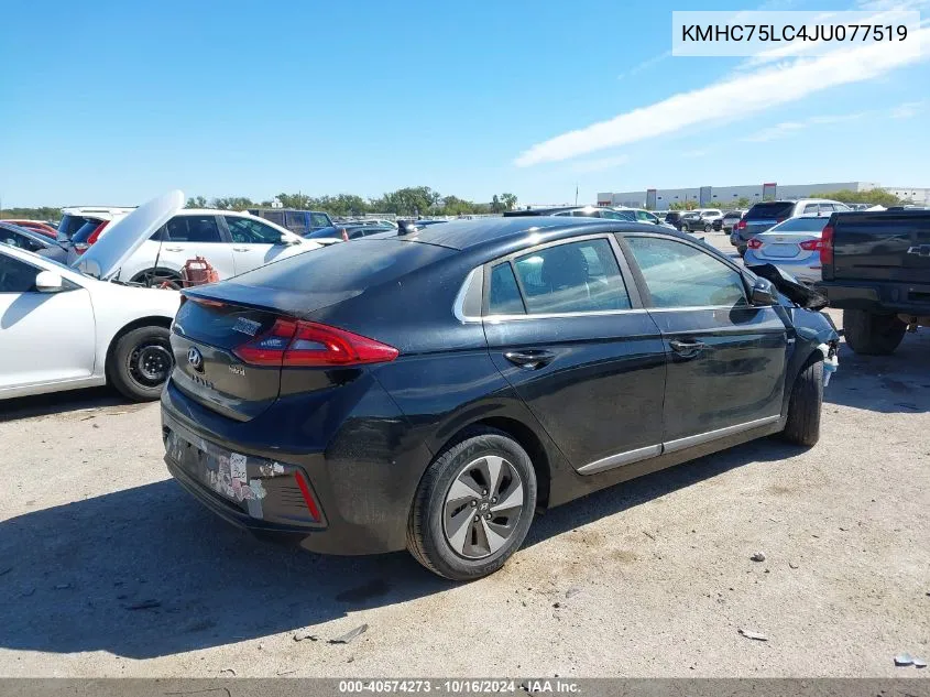 2018 Hyundai Ioniq Hybrid Sel VIN: KMHC75LC4JU077519 Lot: 40574273