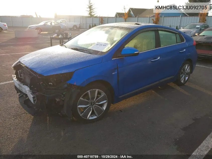 KMHC85LC3JU092705 2018 Hyundai Ioniq Hybrid Limited