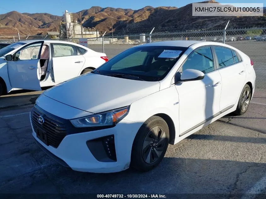 2018 Hyundai Ioniq Hybrid Sel VIN: KMHC75LC9JU100065 Lot: 40749732