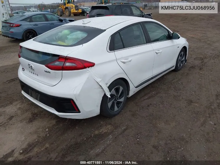 2018 Hyundai Ioniq Hybrid Sel VIN: KMHC75LC3JU068956 Lot: 40771551