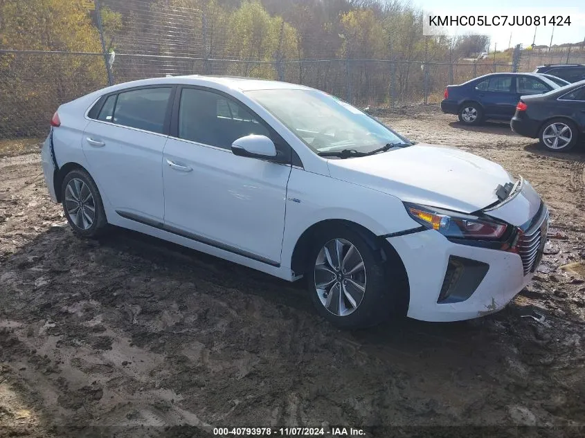 2018 Hyundai Ioniq Hybrid Limited VIN: KMHC05LC7JU081424 Lot: 40793978