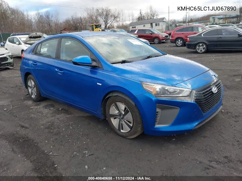 KMHC65LC1JU067890 2018 Hyundai Ioniq Hybrid Blue