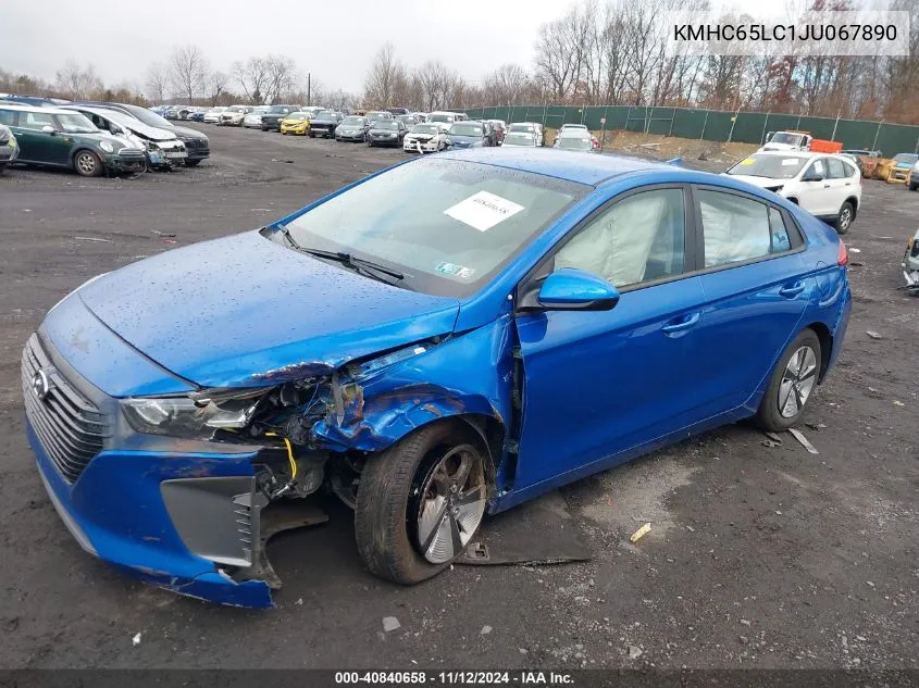 KMHC65LC1JU067890 2018 Hyundai Ioniq Hybrid Blue