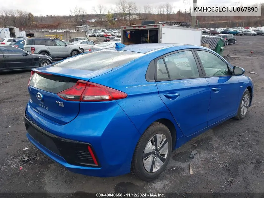 KMHC65LC1JU067890 2018 Hyundai Ioniq Hybrid Blue