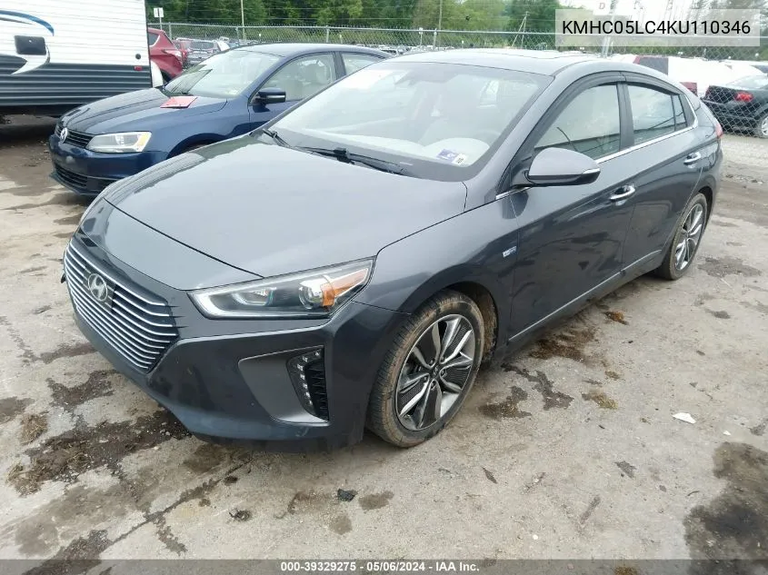 2019 Hyundai Ioniq Hybrid Limited VIN: KMHC05LC4KU110346 Lot: 39329275