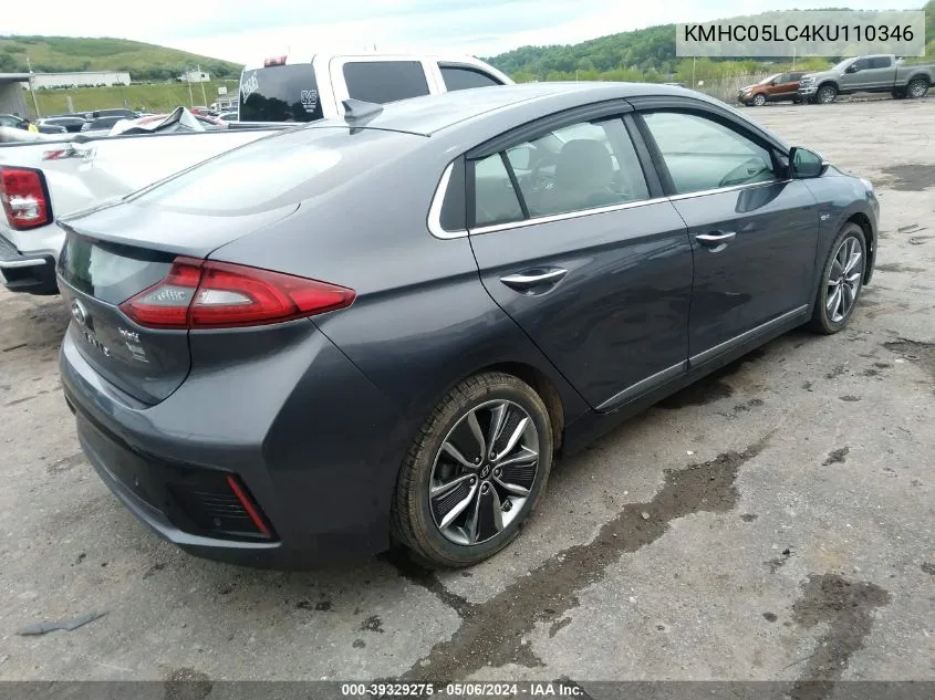 2019 Hyundai Ioniq Hybrid Limited VIN: KMHC05LC4KU110346 Lot: 39329275