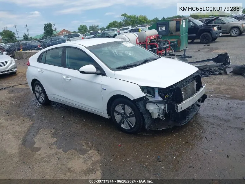 KMHC65LC0KU179288 2019 Hyundai Ioniq Hybrid Blue