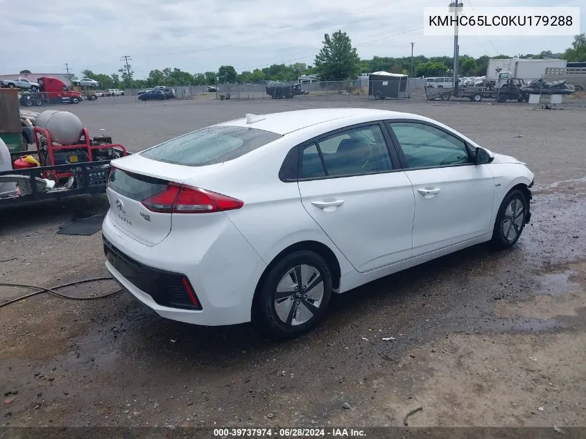 KMHC65LC0KU179288 2019 Hyundai Ioniq Hybrid Blue