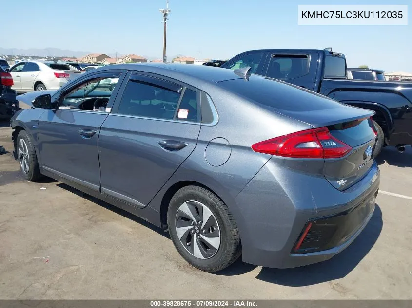 2019 Hyundai Ioniq Hybrid Sel VIN: KMHC75LC3KU112035 Lot: 39828675