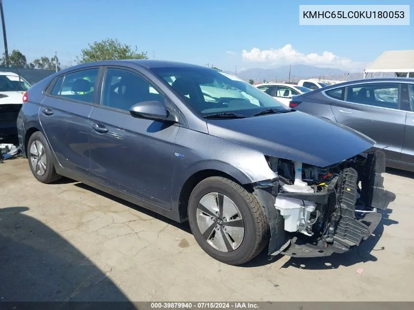 KMHC65LC0KU180053 2019 Hyundai Ioniq Hybrid Blue