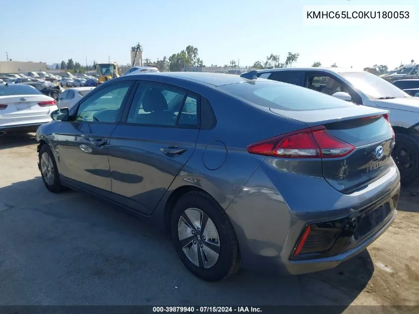 KMHC65LC0KU180053 2019 Hyundai Ioniq Hybrid Blue