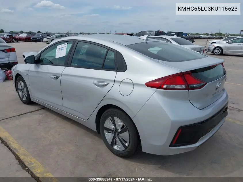 2019 Hyundai Ioniq Hybrid Blue VIN: KMHC65LC3KU116623 Lot: 39888947