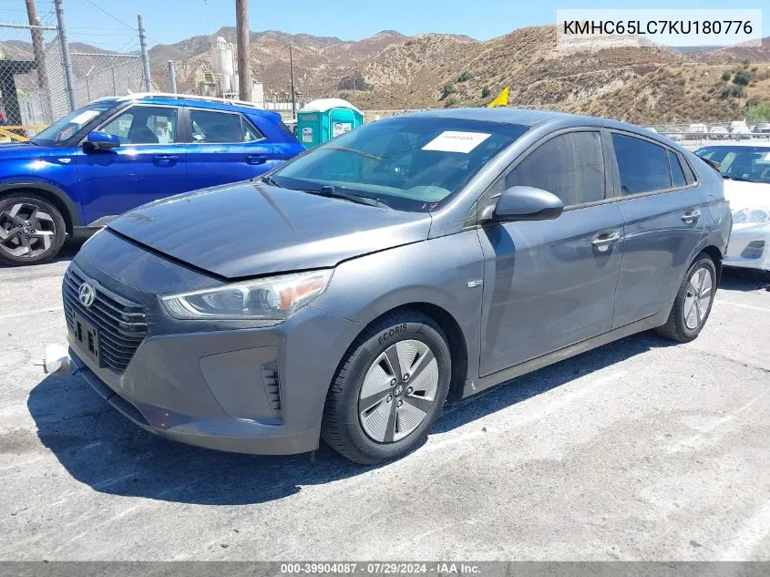 2019 Hyundai Ioniq Hybrid Blue VIN: KMHC65LC7KU180776 Lot: 39904087