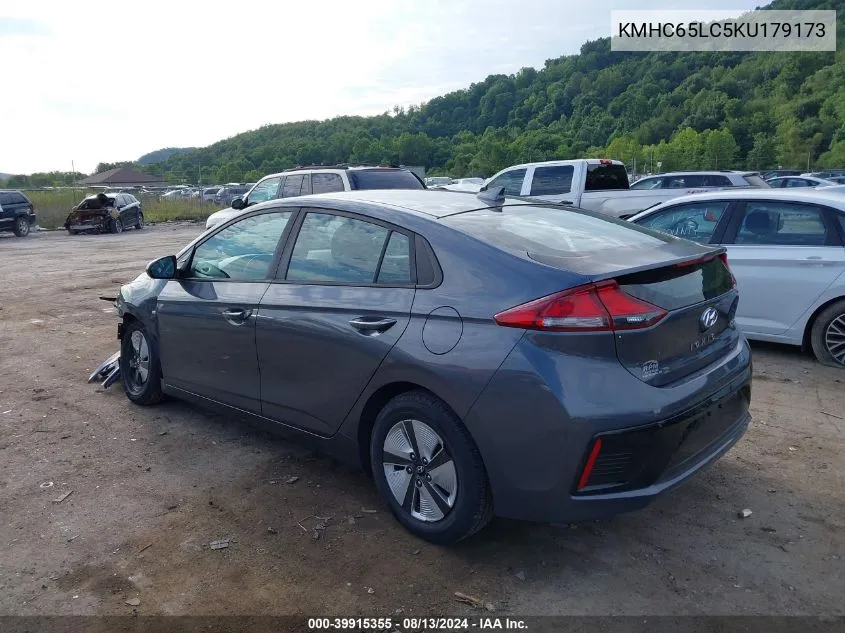 2019 Hyundai Ioniq Hybrid Blue VIN: KMHC65LC5KU179173 Lot: 39915355