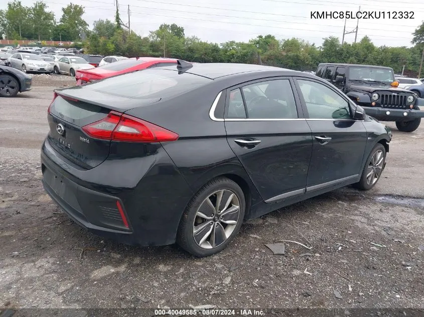 2019 Hyundai Ioniq Hybrid Limited VIN: KMHC85LC2KU112332 Lot: 40049585