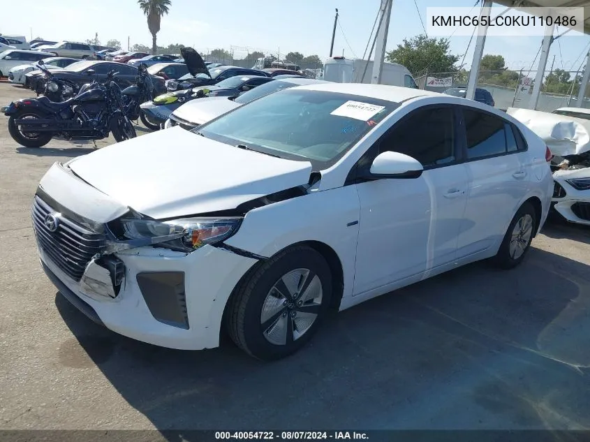 KMHC65LC0KU110486 2019 Hyundai Ioniq Hybrid Blue