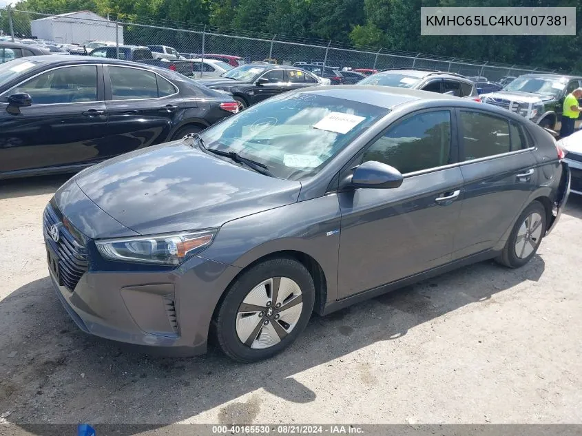 2019 Hyundai Ioniq Hybrid Blue VIN: KMHC65LC4KU107381 Lot: 40165530