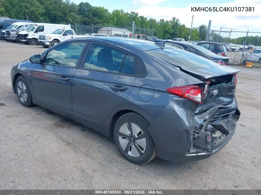 2019 Hyundai Ioniq Hybrid Blue VIN: KMHC65LC4KU107381 Lot: 40165530