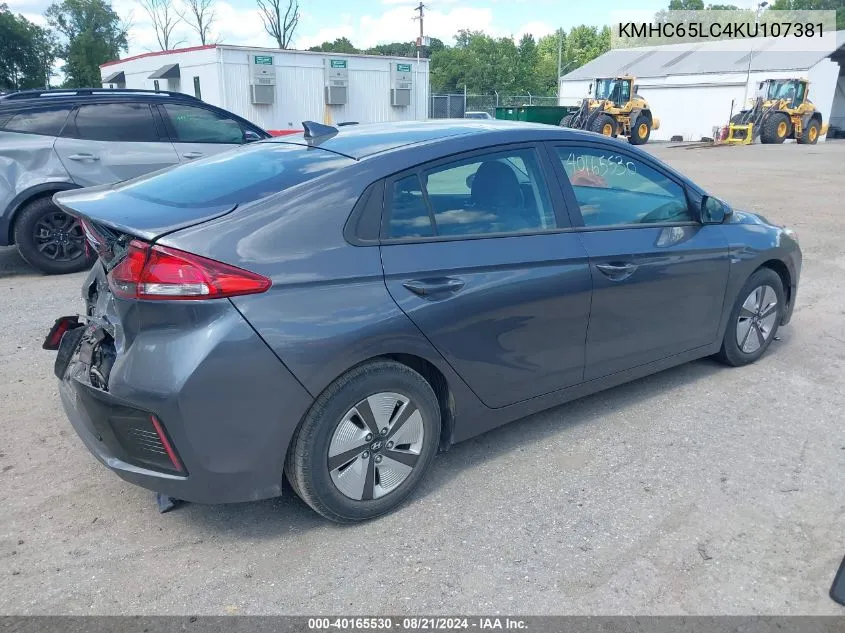 2019 Hyundai Ioniq Hybrid Blue VIN: KMHC65LC4KU107381 Lot: 40165530