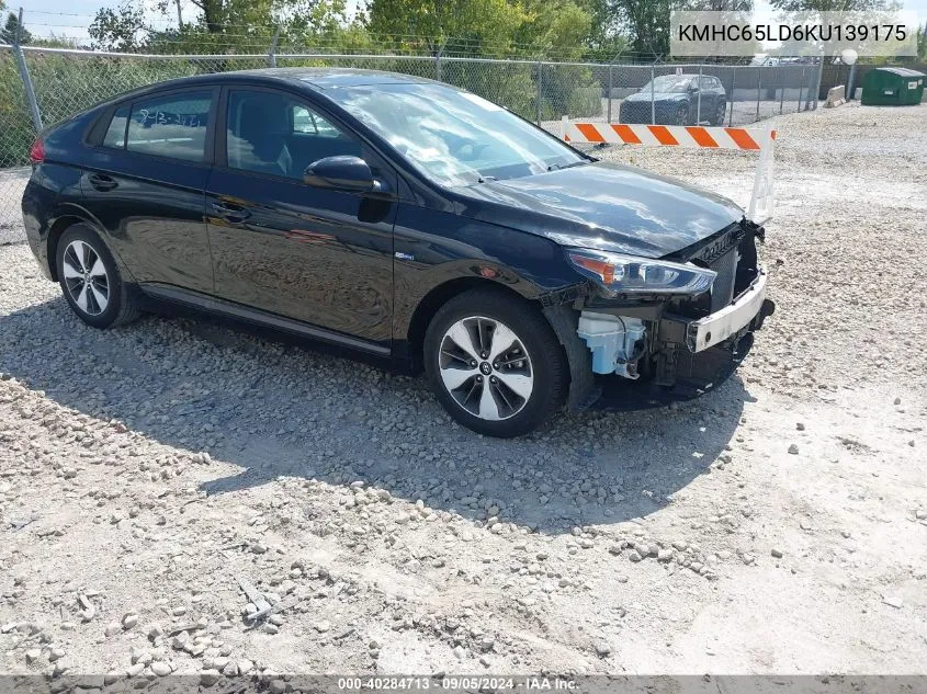 2019 Hyundai Ioniq Plug-In Hybrid VIN: KMHC65LD6KU139175 Lot: 40284713