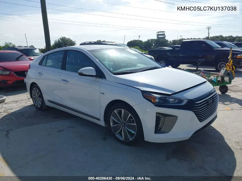 2019 Hyundai Ioniq Hybrid Limited VIN: KMHC05LC7KU137038 Lot: 40286430