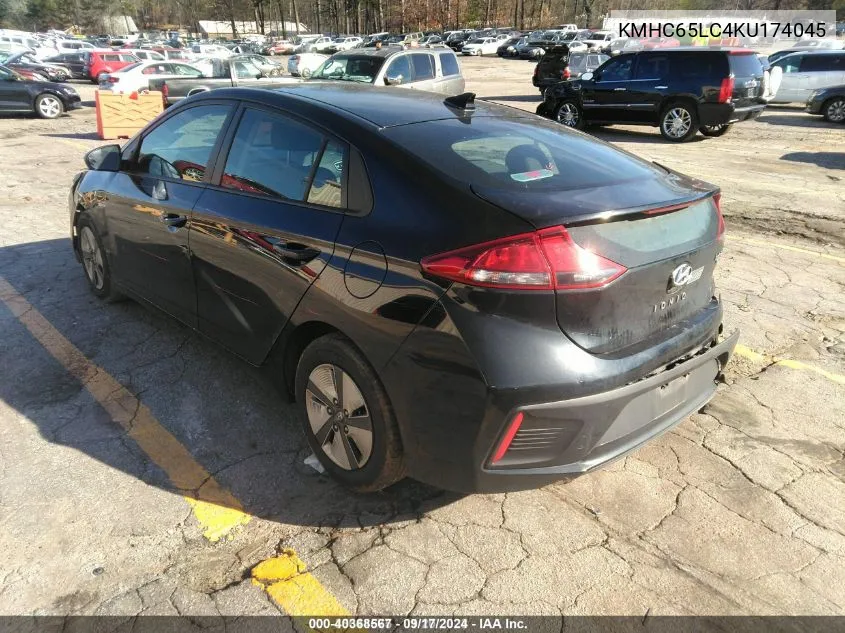 KMHC65LC4KU174045 2019 Hyundai Ioniq Hybrid Blue