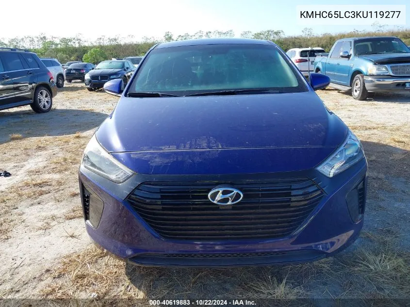 KMHC65LC3KU119277 2019 Hyundai Ioniq Hybrid Blue