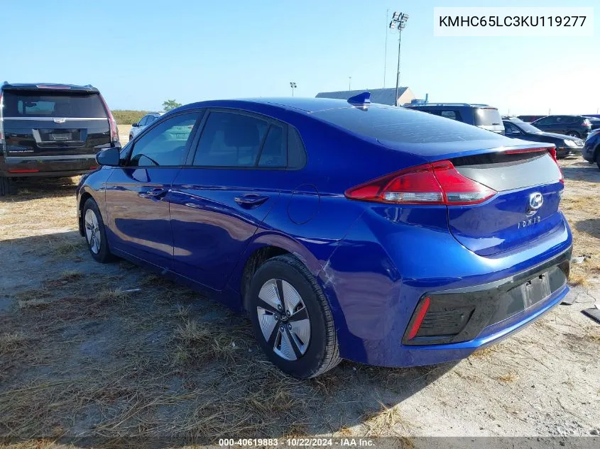 KMHC65LC3KU119277 2019 Hyundai Ioniq Hybrid Blue